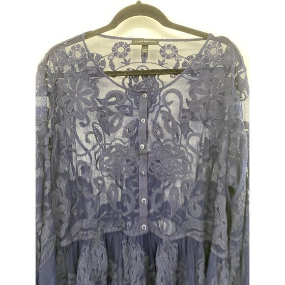 Lane Bryant Womens Plus Size 22/24 Sheer Floral Lace Button Neck Blouse - Picture 3 of 6